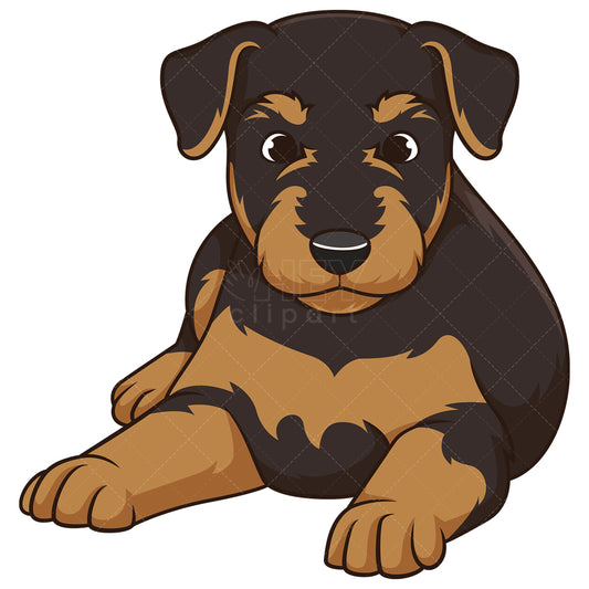 Royalty-free stock vector illustration of a cute airedale terrier puppy.