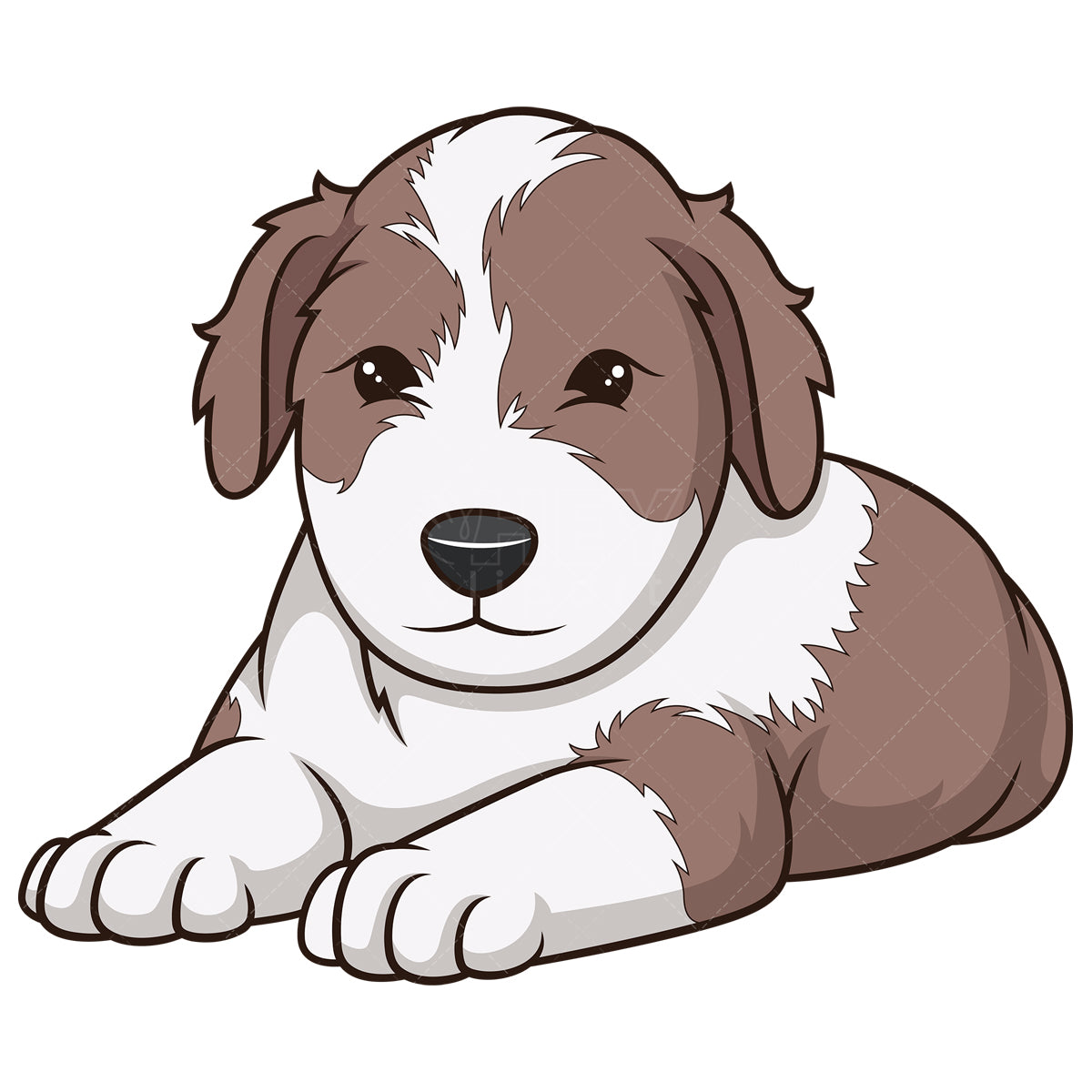 Royalty-free stock vector illustration of a cute bearded collie puppy.