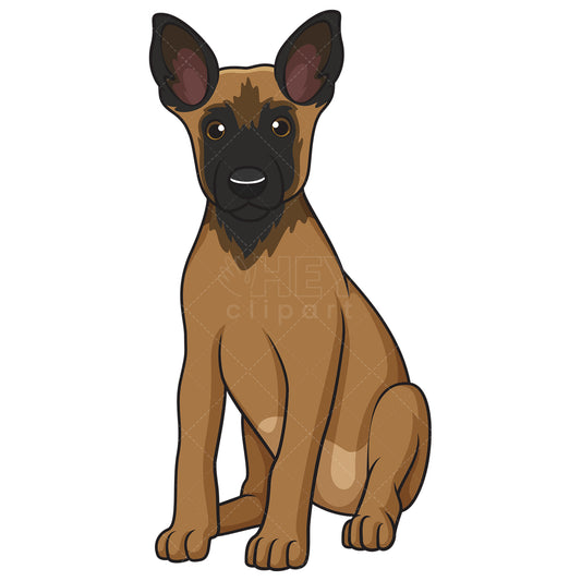 Royalty-free stock vector illustration of a cute belgian shepherd puppy.