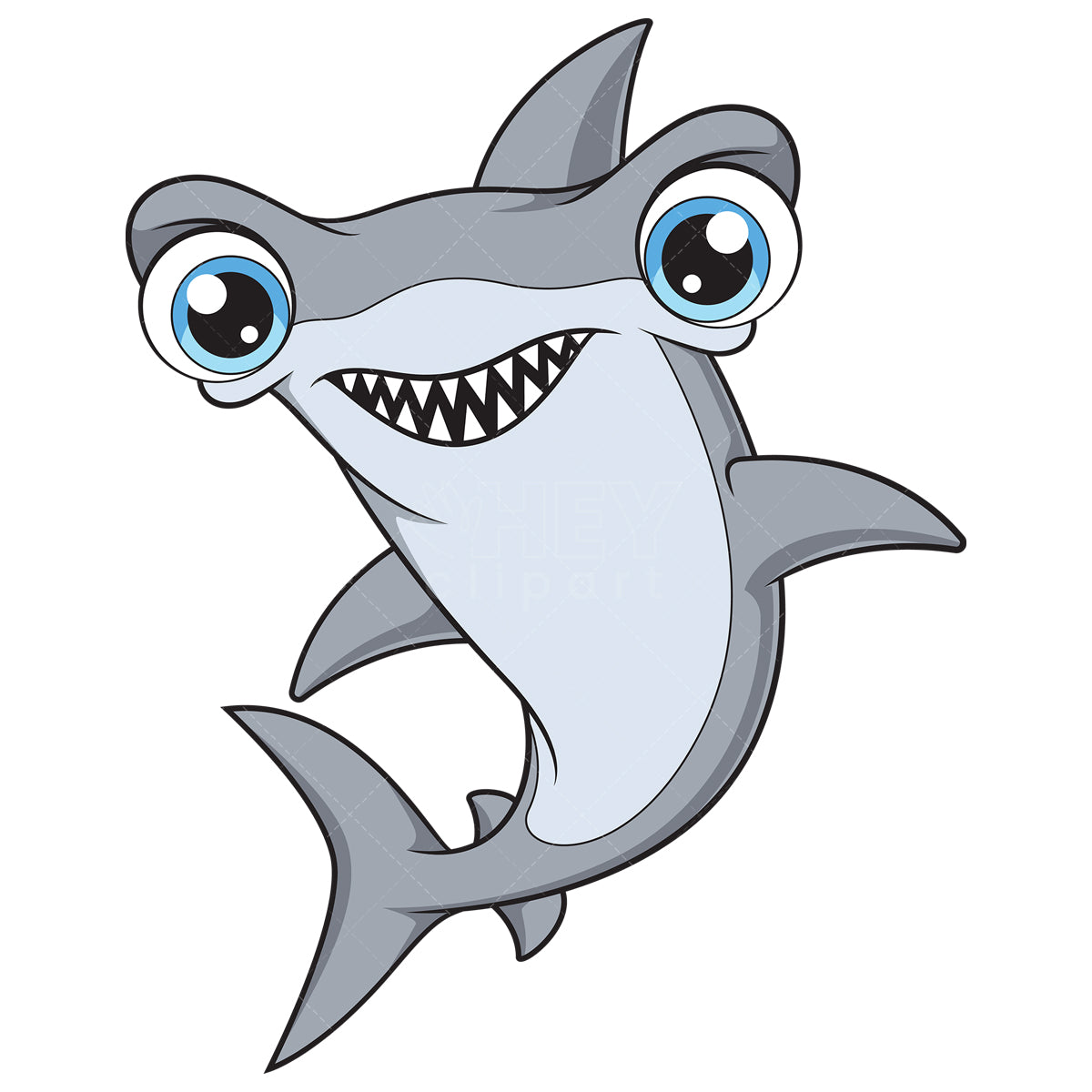 Royalty-free stock vector illustration of a cute hammerhead shark.