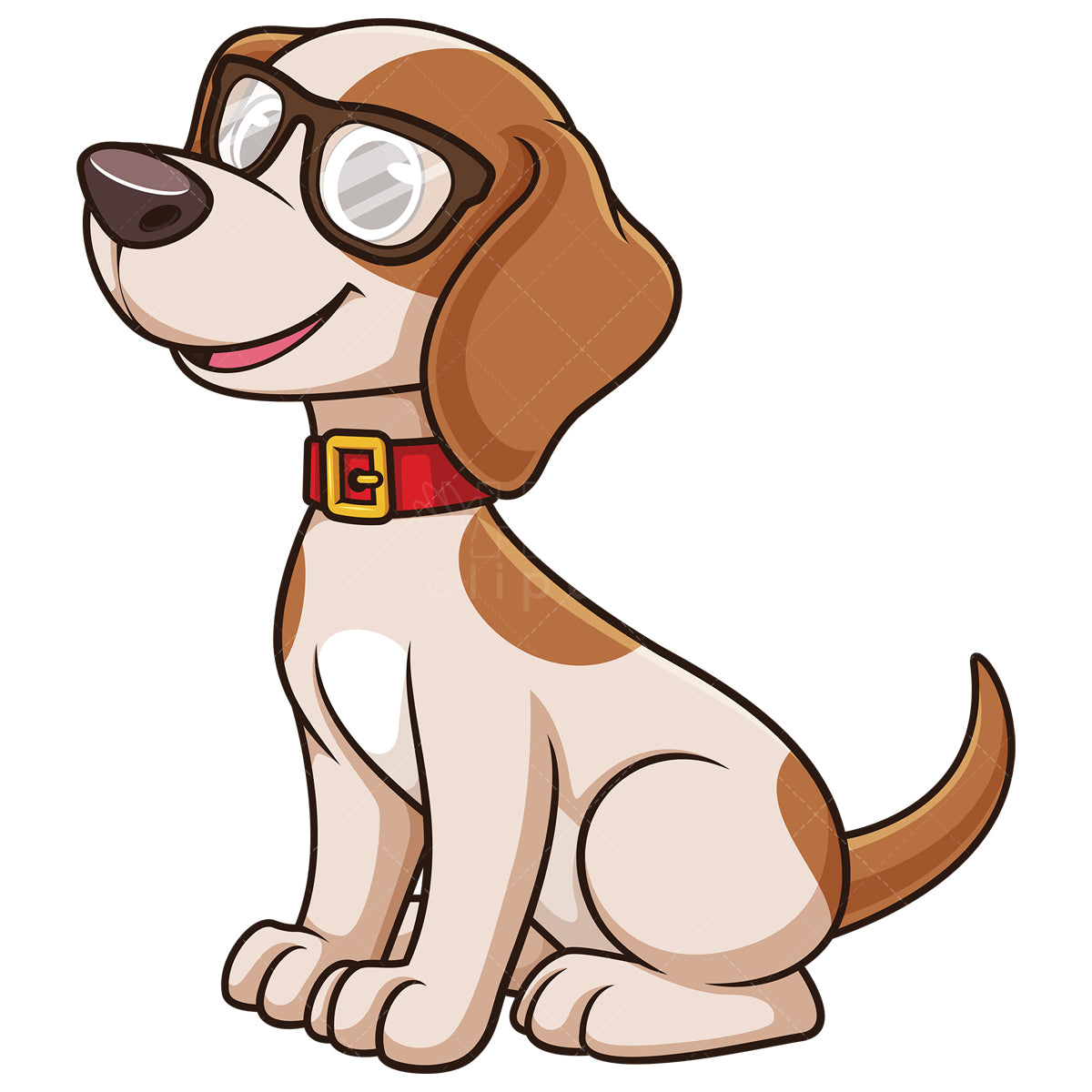 Royalty-free stock vector illustration of a cute little dog with glasses.