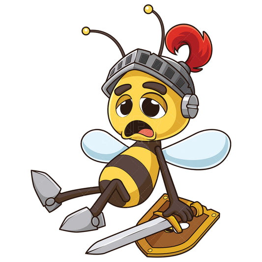 Royalty-free stock vector illustration of a defeated bee warrior.