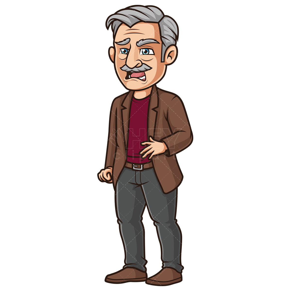 Royalty-free stock vector illustration of a disgusted old man.