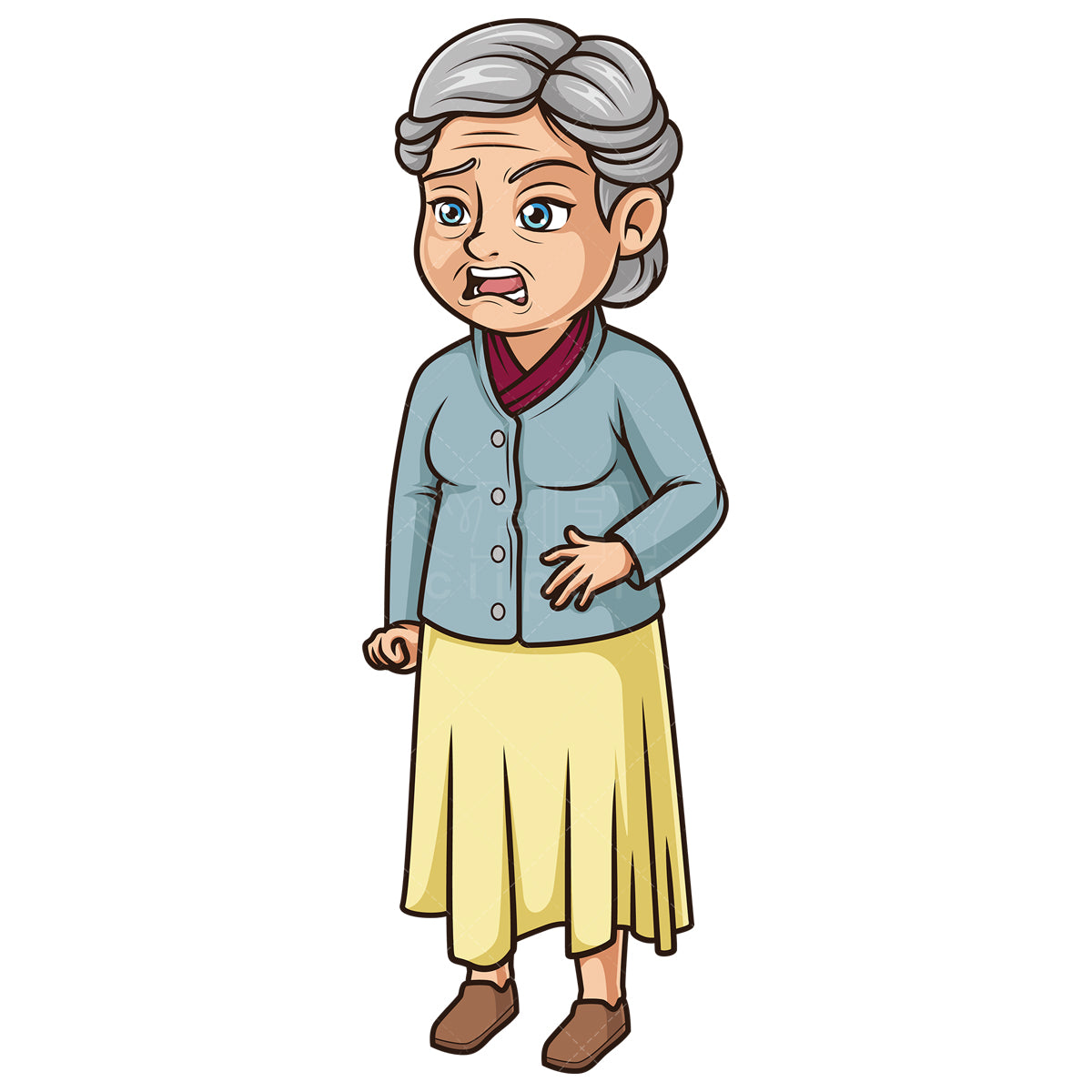 Royalty-free stock vector illustration of a disgusted old woman.