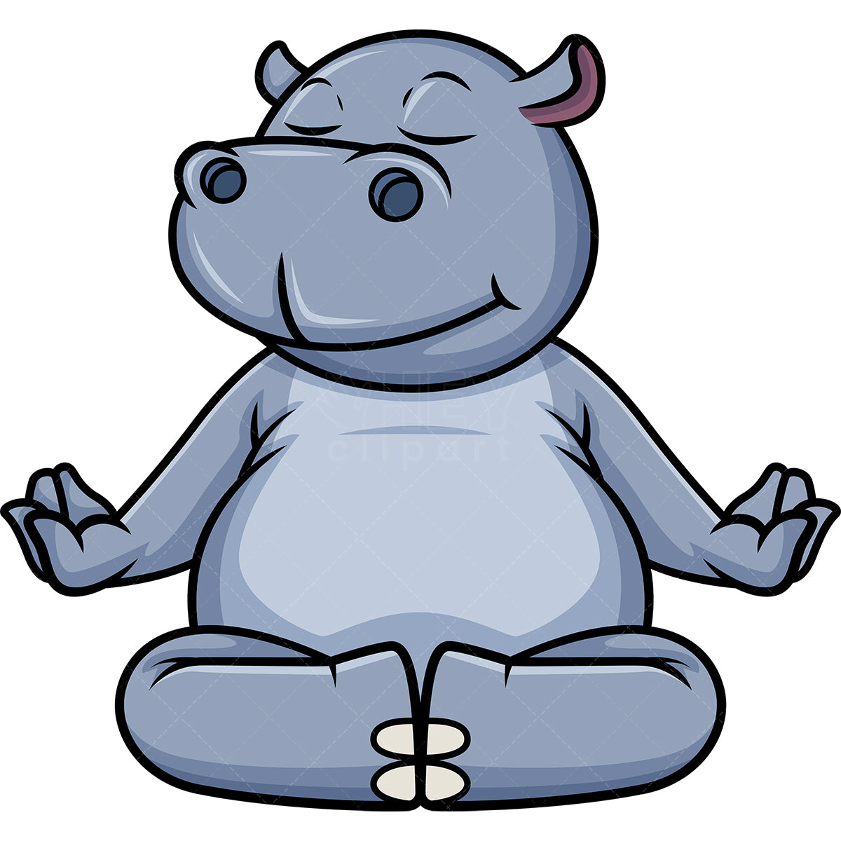 Royalty-free stock vector illustration of a hippo meditating.