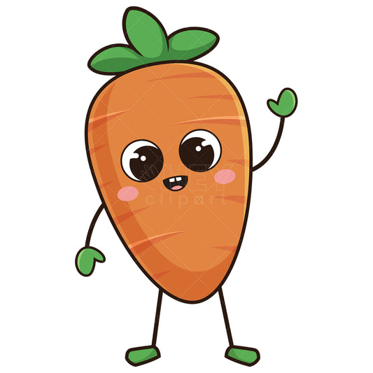 Royalty-free stock vector illustration of a kawaii carrot.