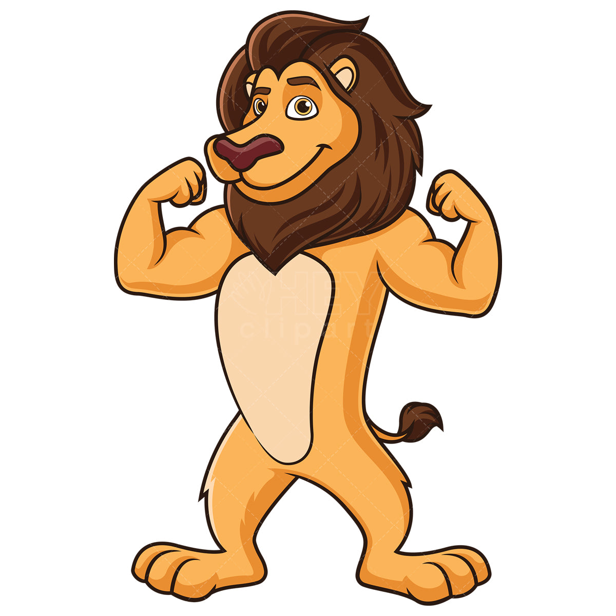 Royalty-free stock vector illustration of a lion flexing muscles.