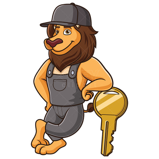 Royalty-free stock vector illustration of a lion locksmith.