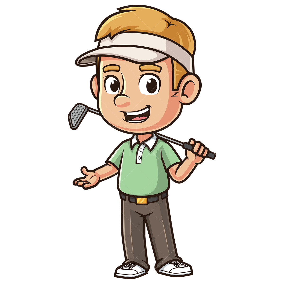 Royalty-free stock vector illustration of a male golfer presenting.