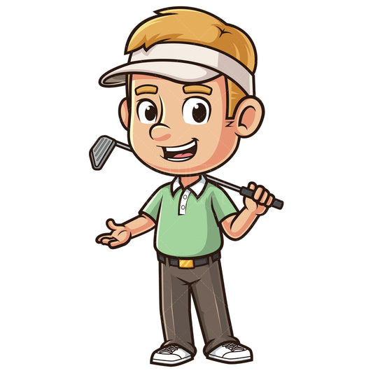 Royalty-free stock vector illustration of a male golfer presenting.