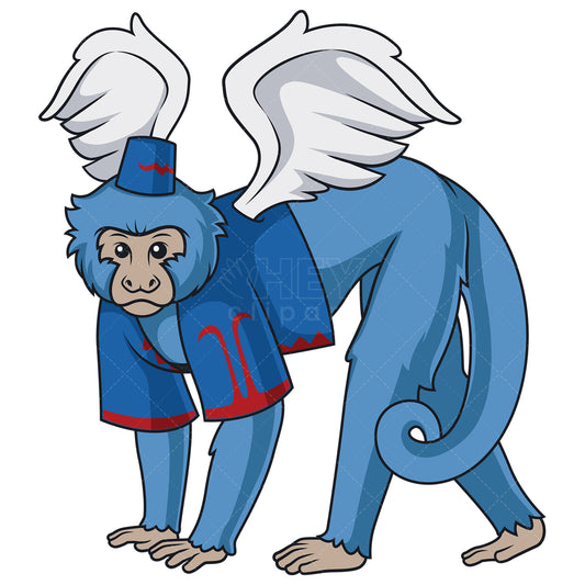 Royalty-free stock vector illustration of a nikko blue winged monkey.