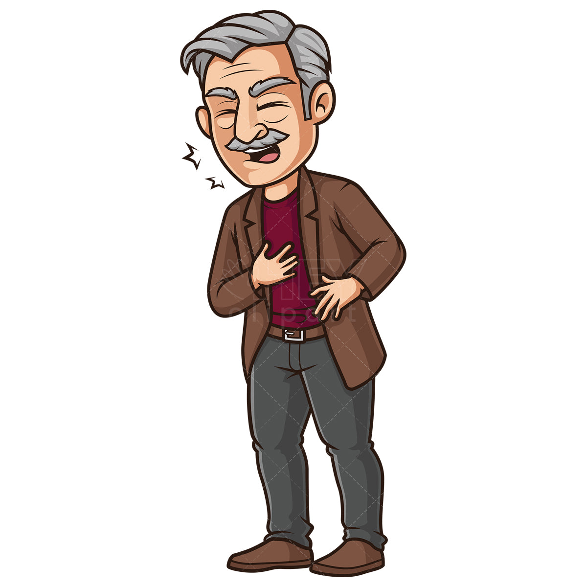 Royalty-free stock vector illustration of an old man coughing.