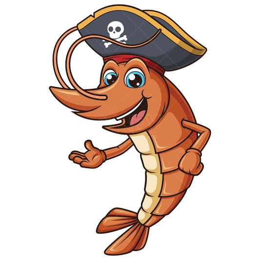 Royalty-free stock vector illustration of a pirate shrimp.