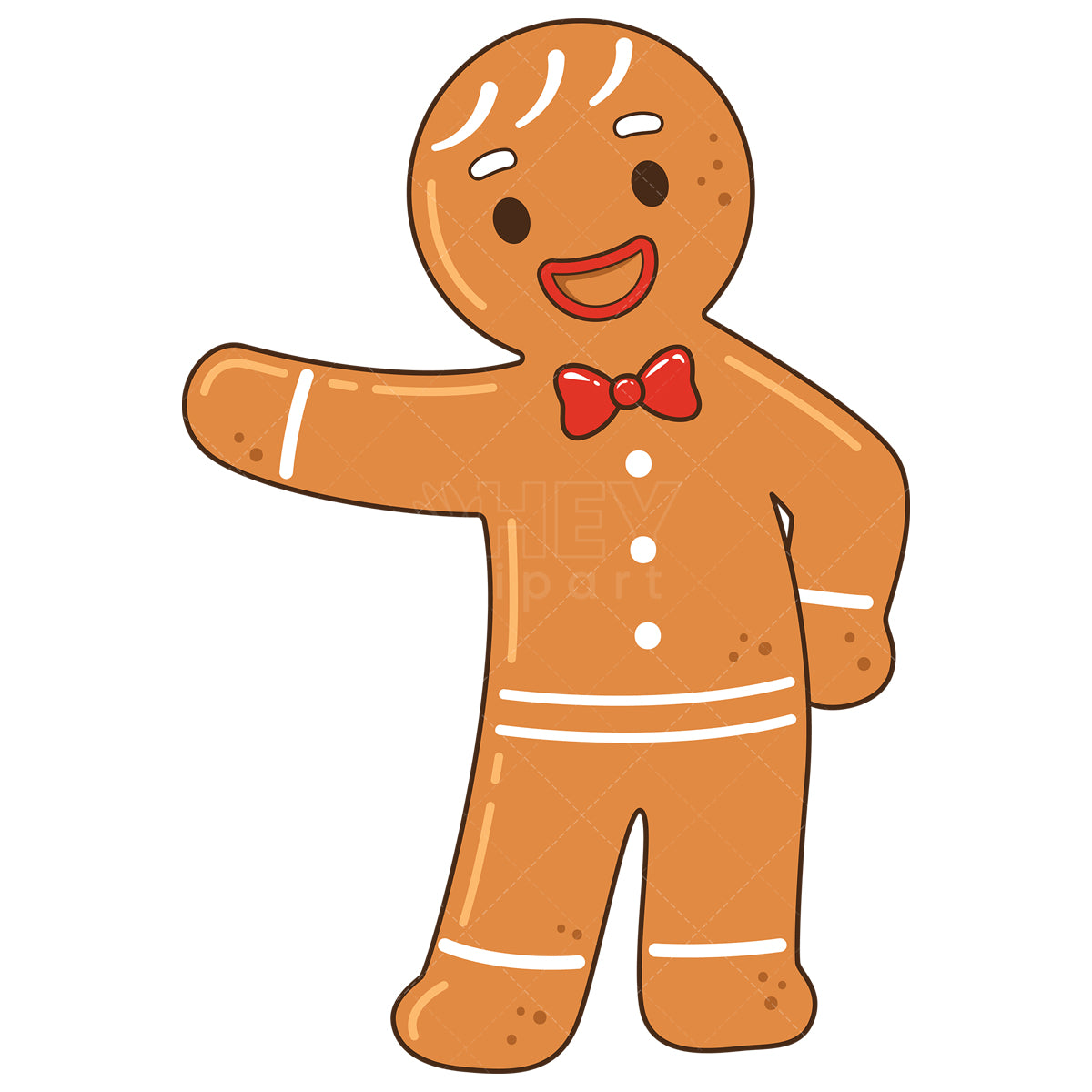 Royalty-free vector illustration of a presenting gingerbread man.