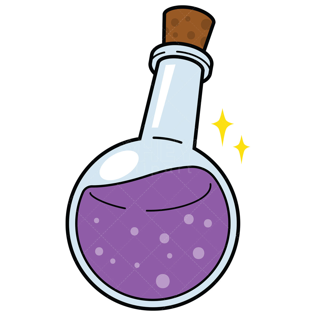 Royalty-free vector illustration of a purple potion vial.