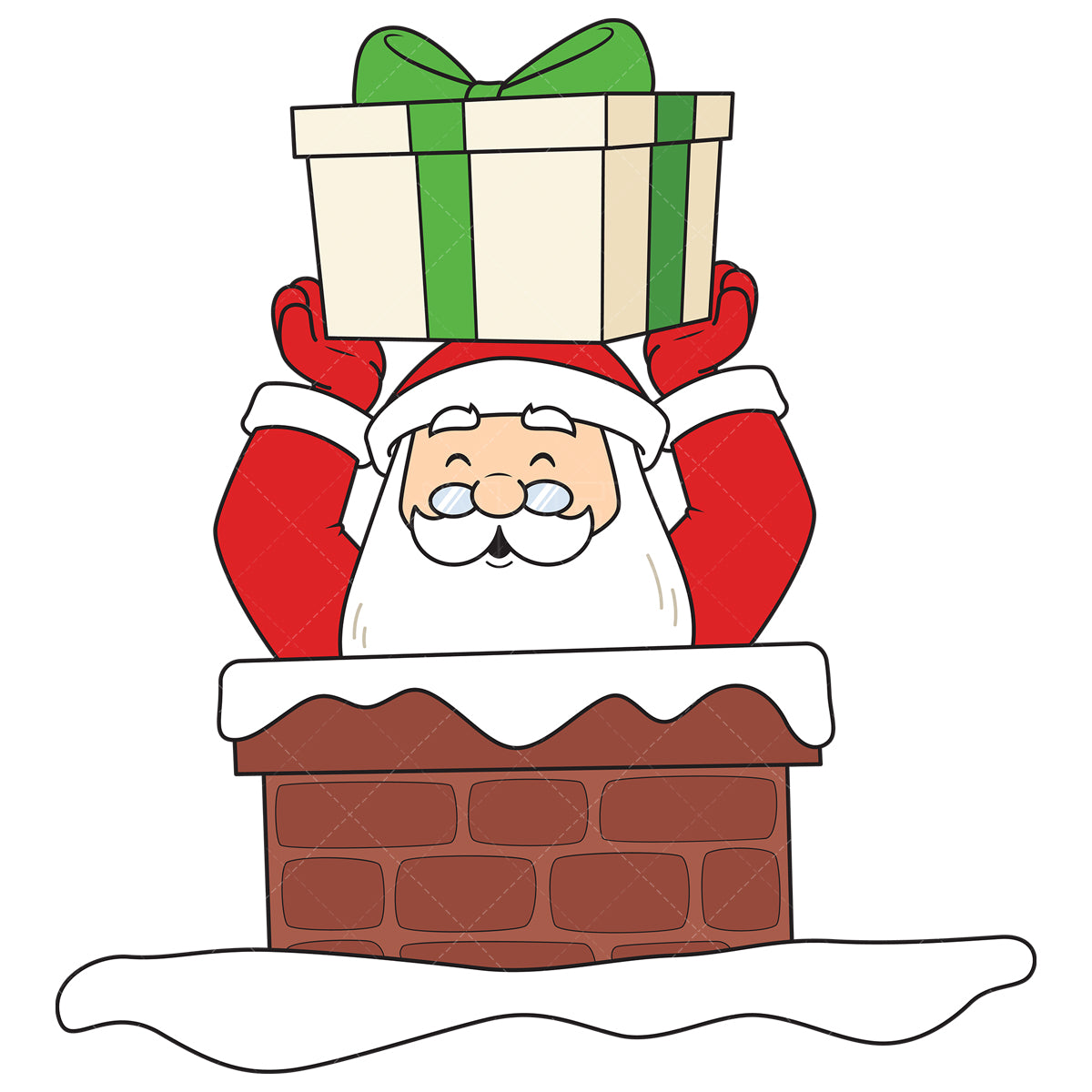 Royalty-free vector illustration of a santa claus going in chimney.