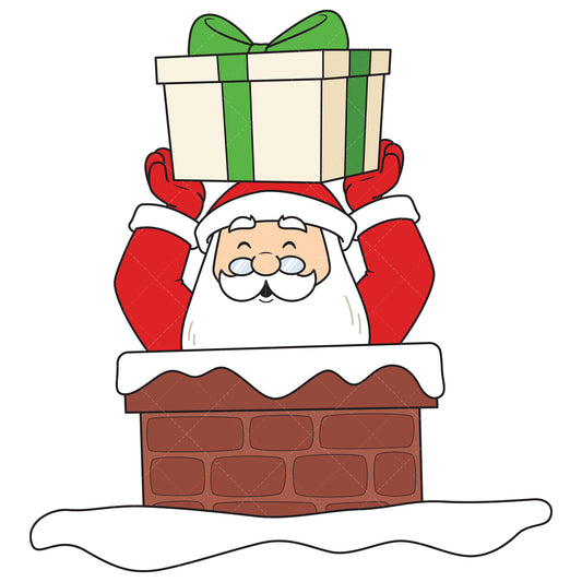 Royalty-free vector illustration of a santa claus going in chimney.