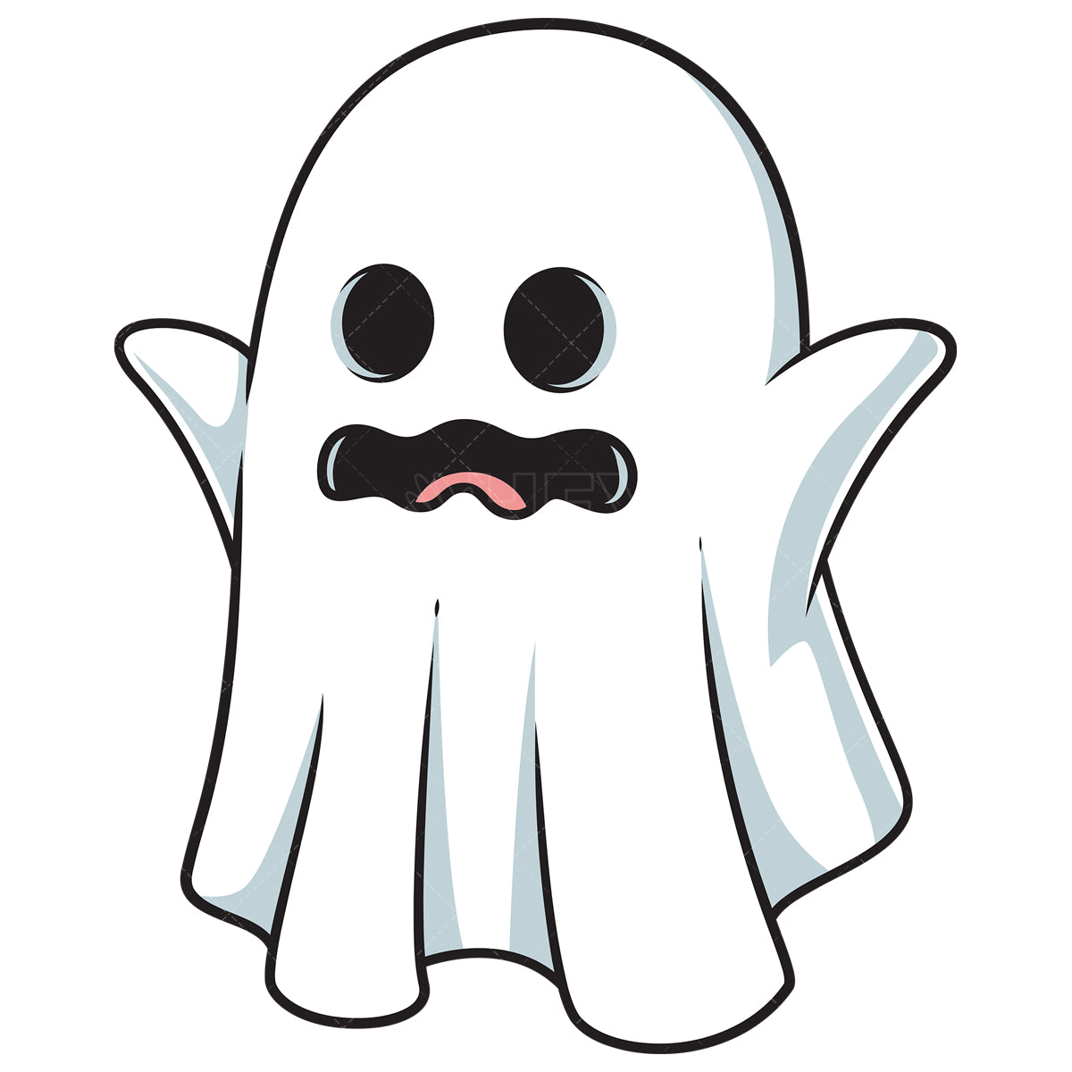 Royalty-free stock vector illustration of a scared sheet ghost.