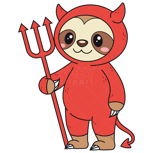 Royalty-free vector illustration of a sloth in devil suit.