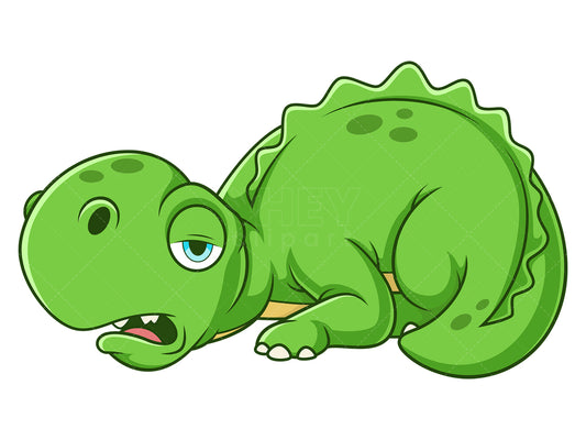 Royalty-free stock vector illustration of a tired dinosaur dog lying down.
