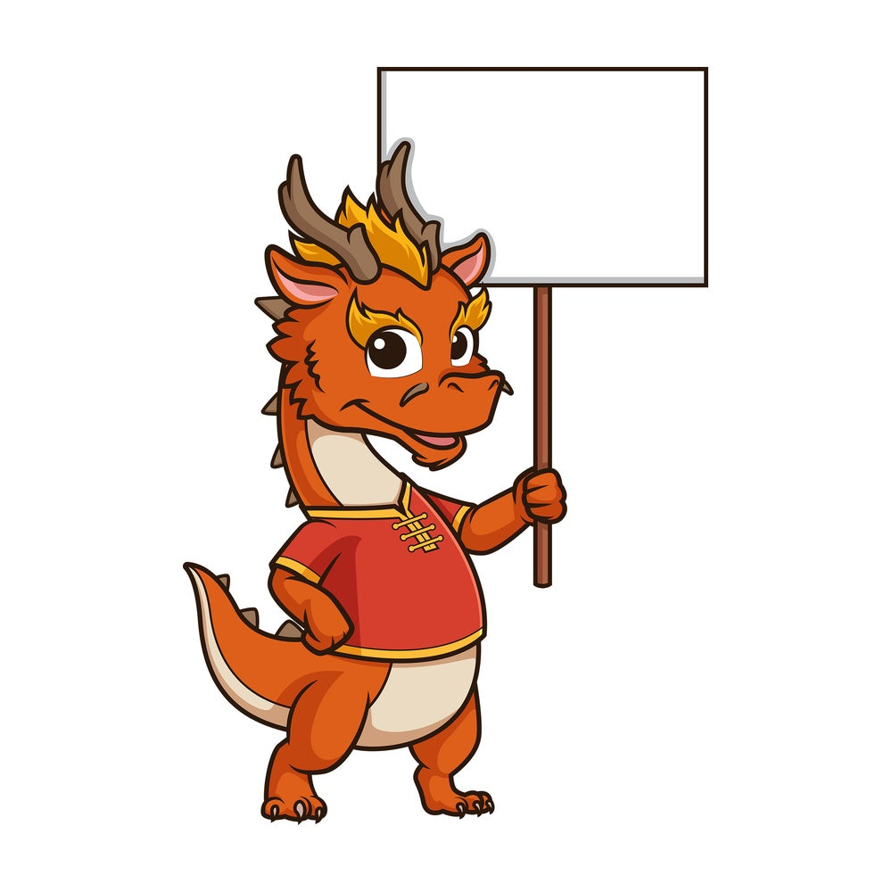 Chinese new year dragon with empty sign. PNG - JPG and vector EPS (infinitely scalable).