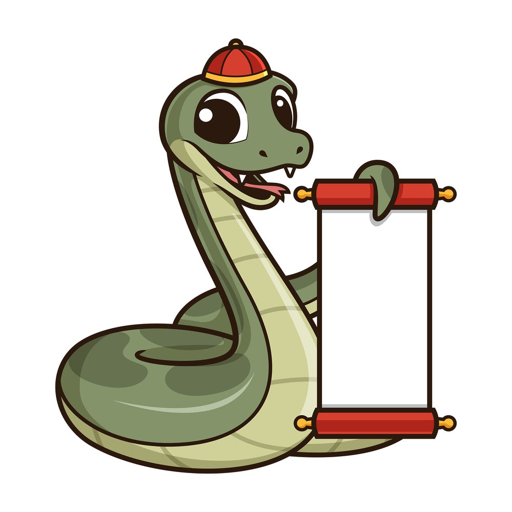 Chinese new year snake with blank scroll. PNG - JPG and vector EPS (infinitely scalable).