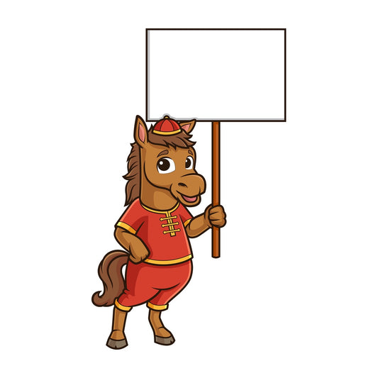Chinese new year horse with empty sign. PNG - JPG and vector EPS (infinitely scalable).