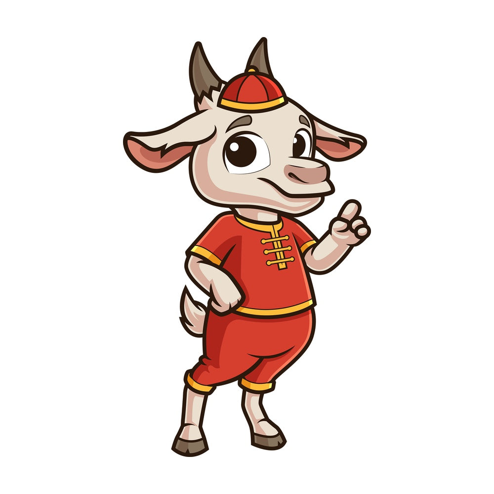 Chinese new year goat pointing up. PNG - JPG and vector EPS (infinitely scalable).