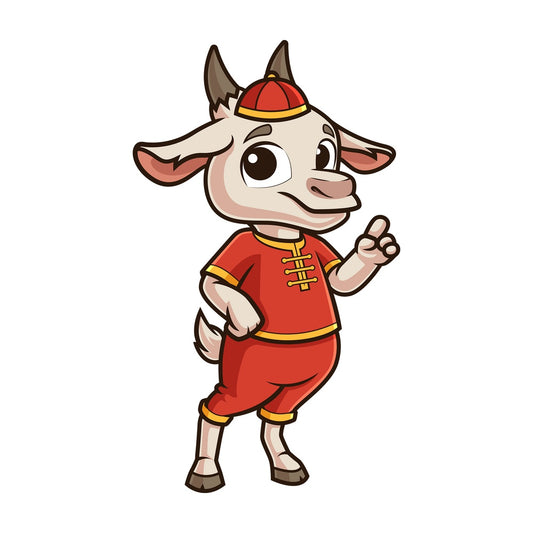 Chinese new year goat pointing up. PNG - JPG and vector EPS (infinitely scalable).