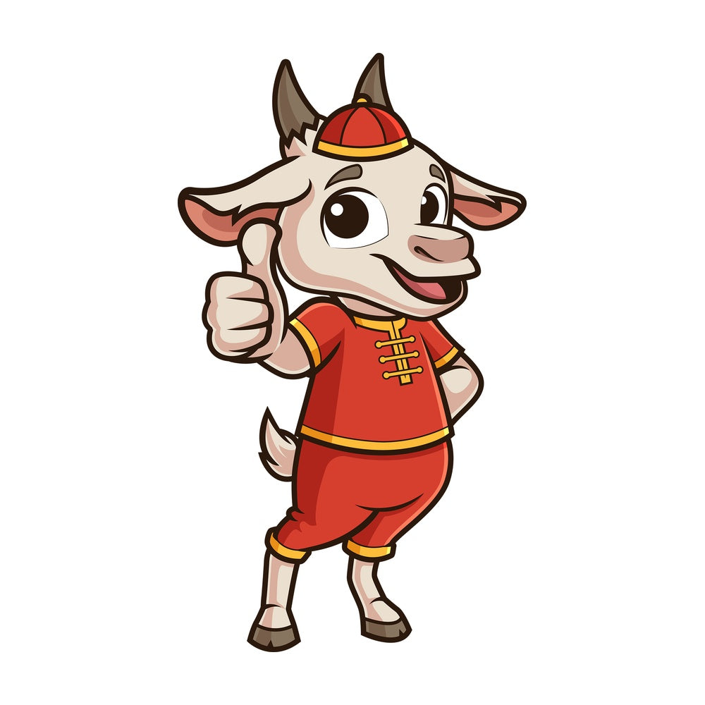 Chinese new year goat thumbs up. PNG - JPG and vector EPS (infinitely scalable).