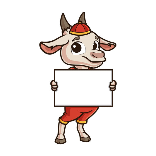 Chinese new year goat holding blank sign. PNG - JPG and vector EPS (infinitely scalable).