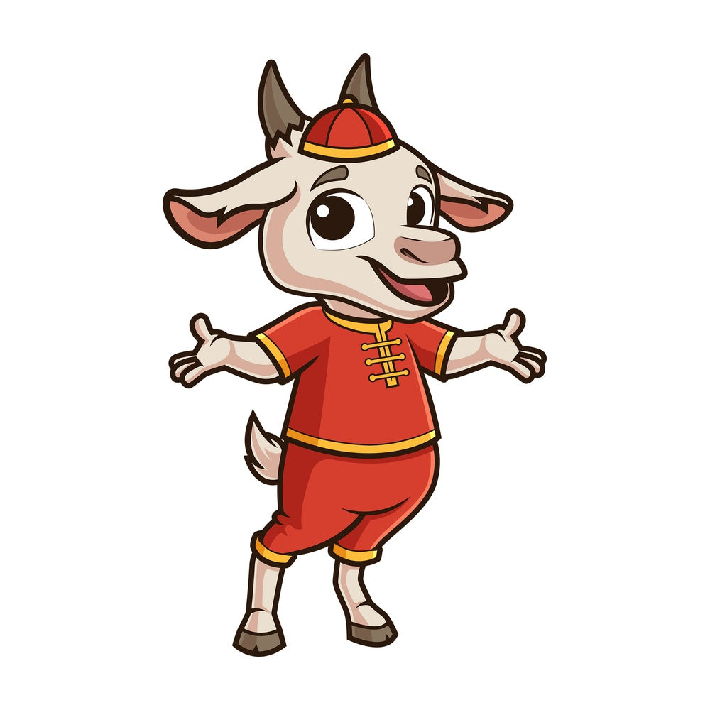 Chinese new year goat presenting. PNG - JPG and vector EPS (infinitely scalable).