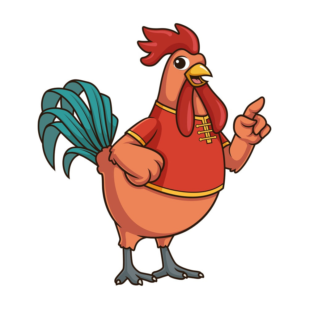 Chinese new year rooster pointing up. PNG - JPG and vector EPS (infinitely scalable).