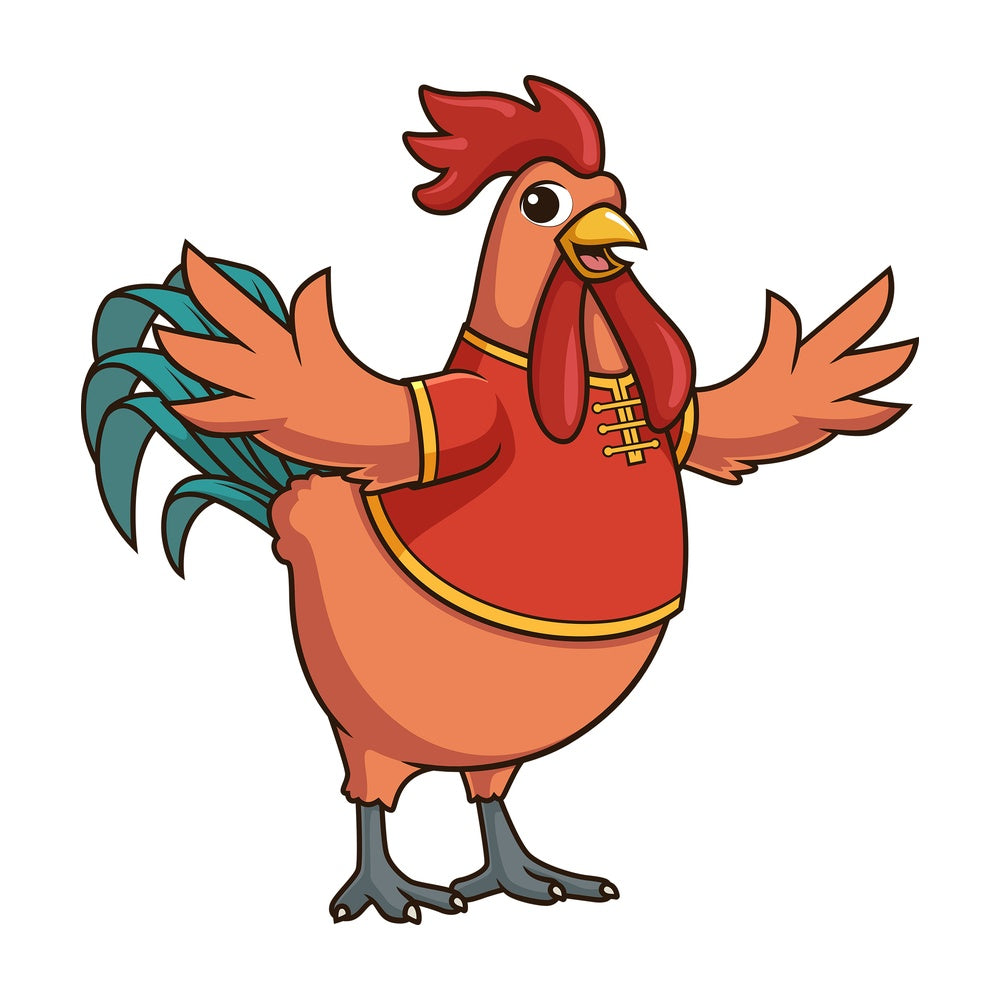 Chinese new year rooster presenting. PNG - JPG and vector EPS (infinitely scalable).