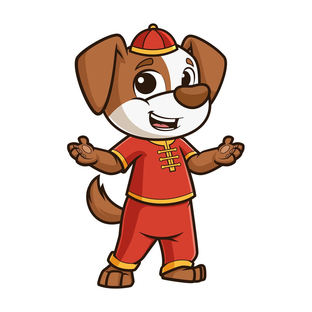 Chinese new year dog presenting. PNG - JPG and vector EPS (infinitely scalable).