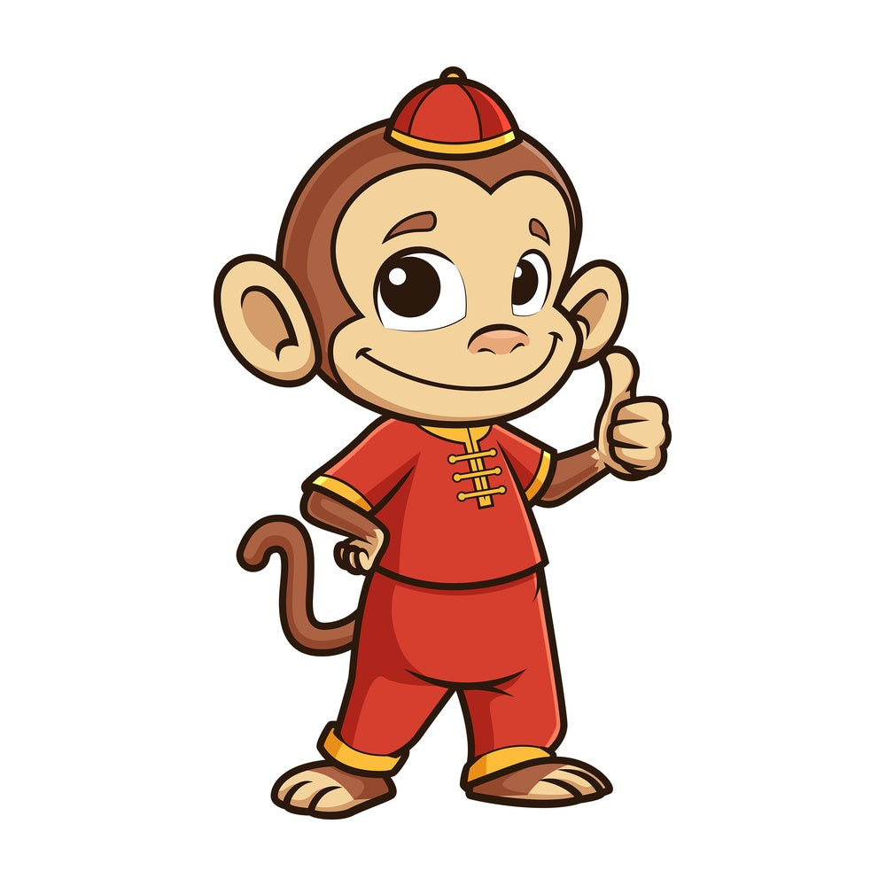 Chinese new year monkey thumbs up. PNG - JPG and vector EPS (infinitely scalable).