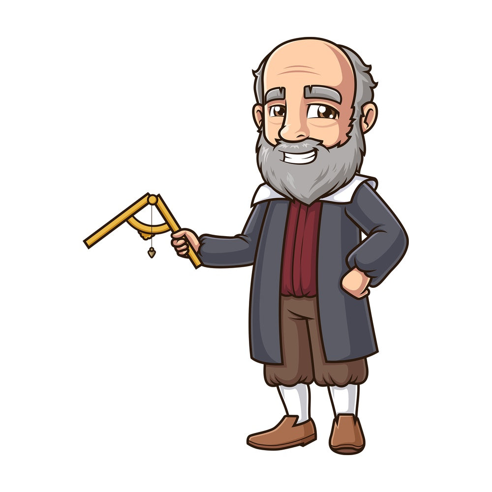 Galileo galilei holding the sector. PNG - JPG and vector EPS (infinitely scalable).