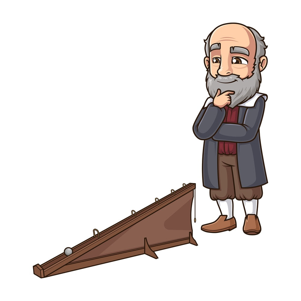 Galileo galilei and his inclined plane. PNG - JPG and vector EPS (infinitely scalable).
