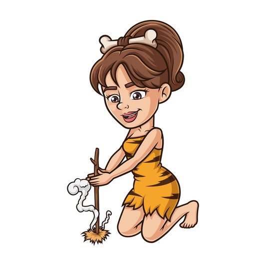 Prehistoric cave woman making fire. PNG - JPG and vector EPS (infinitely scalable).