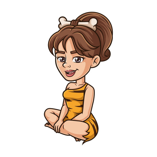Cavewoman sitting down. PNG - JPG and vector EPS (infinitely scalable).