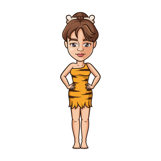 Cavewoman front view. PNG - JPG and vector EPS (infinitely scalable).