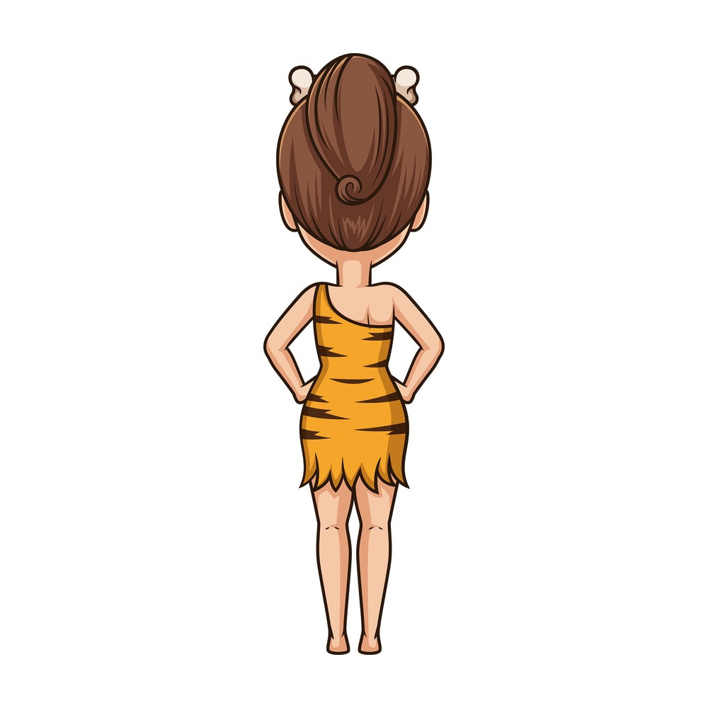 Cavewoman back view. PNG - JPG and vector EPS (infinitely scalable).
