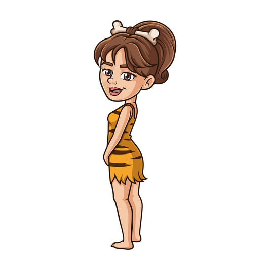 Cavewoman looking back. PNG - JPG and vector EPS (infinitely scalable).