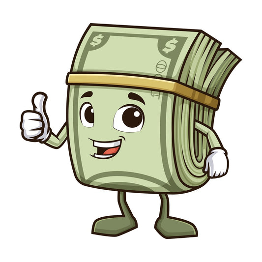 Money mascot thumbs up. PNG - JPG and vector EPS (infinitely scalable).
