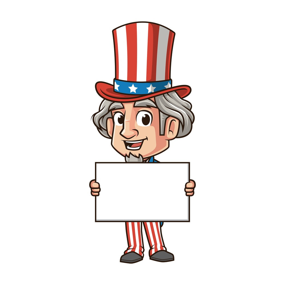 Uncle sam holding blank sign. PNG - JPG and vector EPS (infinitely scalable).