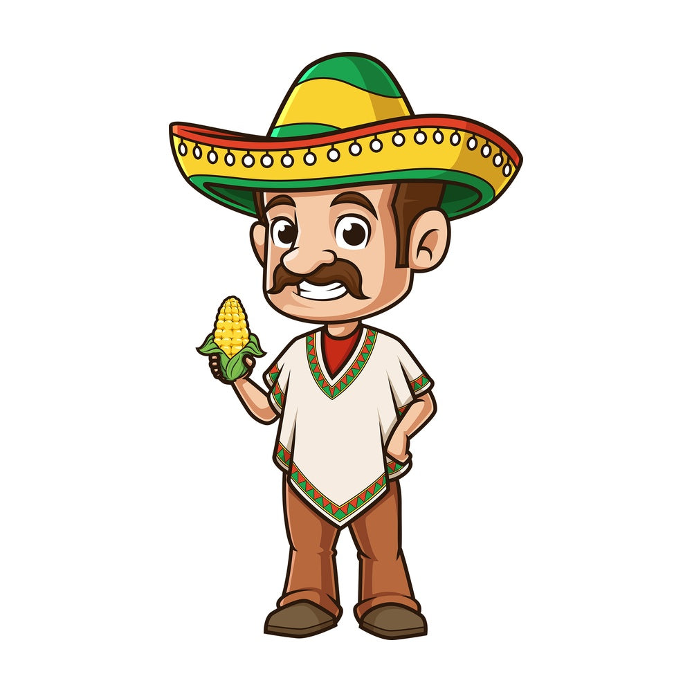 Mexican man holding corn. PNG - JPG and vector EPS file formats (infinitely scalable). Image isolated on transparent background.