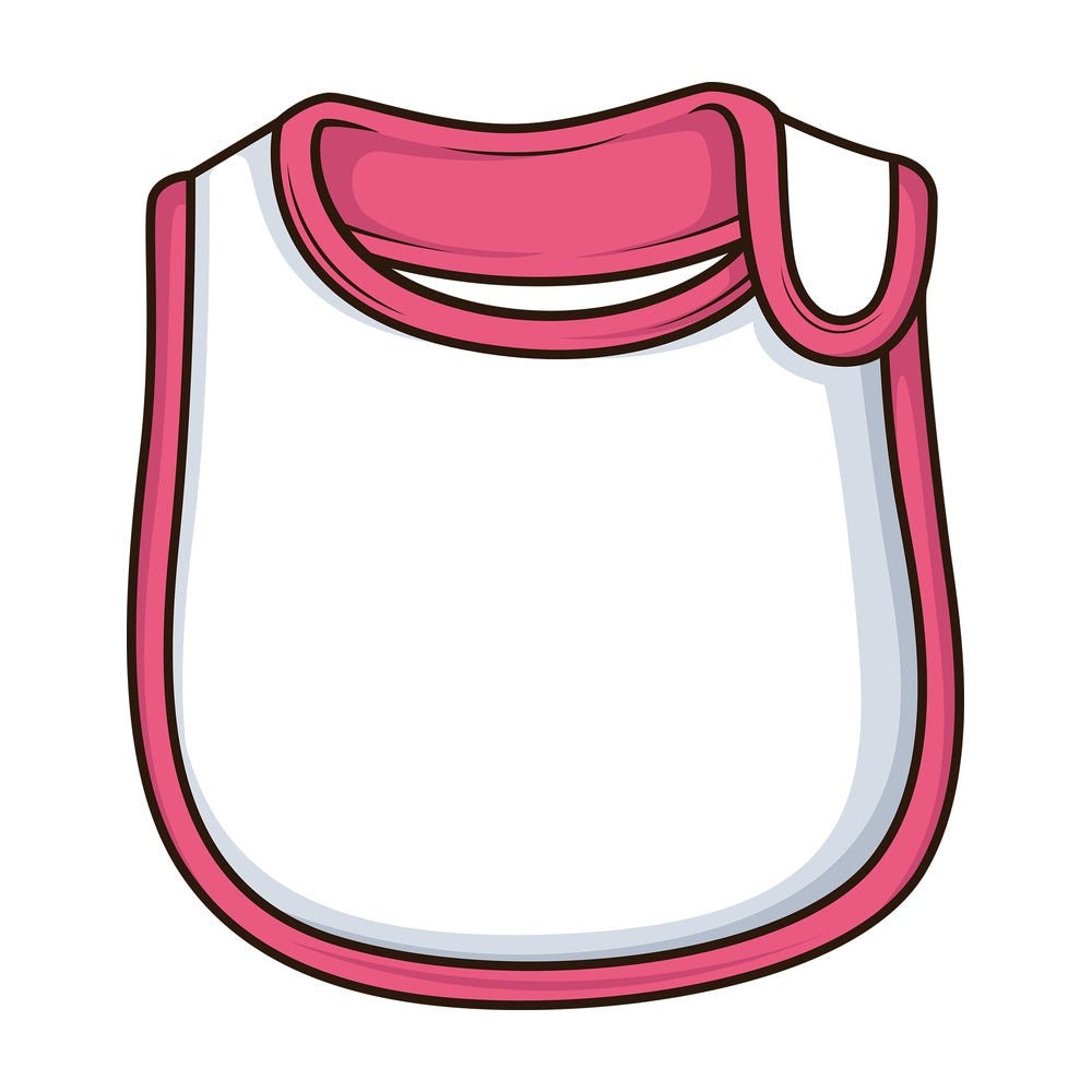 Pink baby bib. PNG - JPG and vector EPS file formats (infinitely scalable). Image isolated on transparent background.