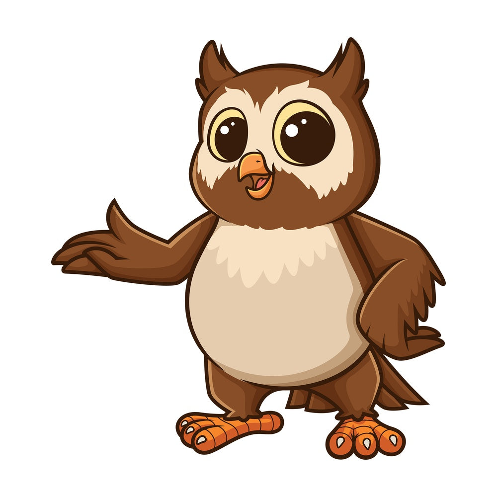 Owl pointing sideways. PNG - JPG and vector EPS file formats (infinitely scalable). Image isolated on transparent background.