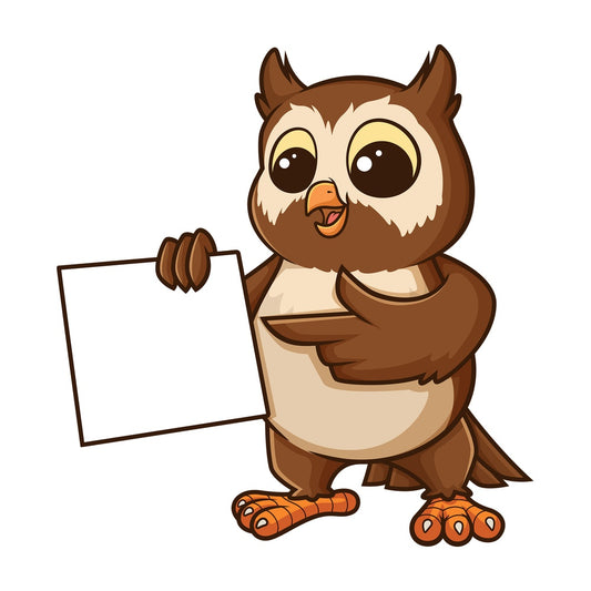 Owl with blank sign. PNG - JPG and vector EPS file formats (infinitely scalable). Image isolated on transparent background.