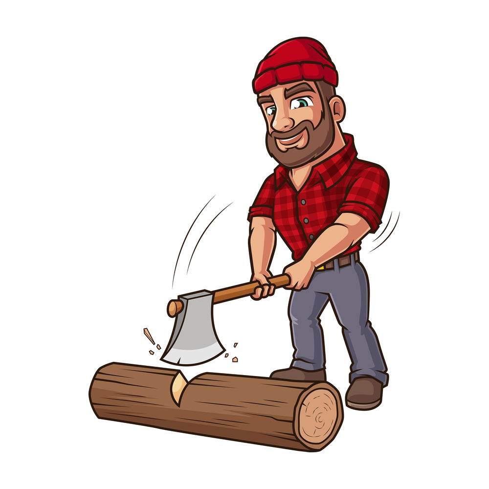 Logger cutting tree trunk. PNG - JPG and vector EPS (infinitely scalable).